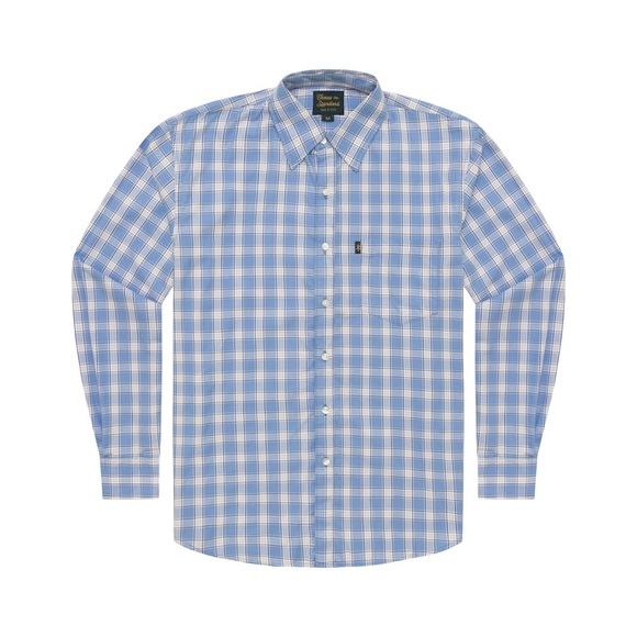 Texas Standard Texas Check Medium Lampasas Blue Plaid Long Sleeve Button Down - Picture 1 of 9